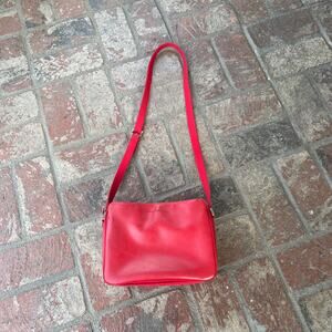 Vintage Liz Clairborne Red Purse with Palm Tree Charm